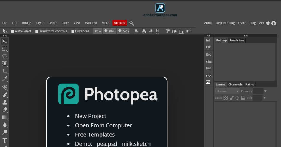 Adobe Photopea, free Photoshop Online