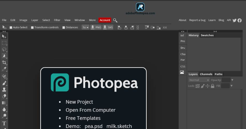 Adobe Photopea Photoshop Online free Photoshop Internet | Photoshop online editor free