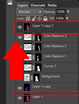 bring the copy layer to the top of the layers panel