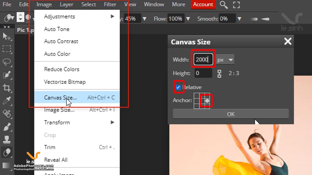 canvas size photoshop